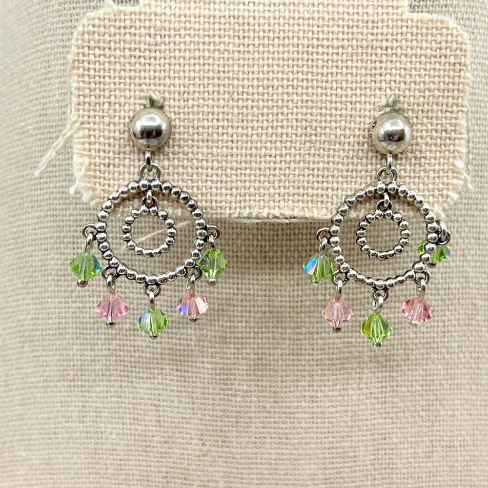 ElyseRyan Sterling Silver Crystal Drop Earrings 925 with Original Box and Cert